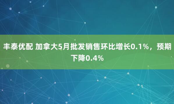 丰泰优配 加拿大5月批发销售环比增长0.1%，预期下降0.4%